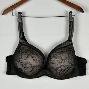 Cacique Bra Size 46C Balconette Modern Sexy Lace Lightly Lined Black - Underwire
